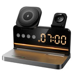 Load image into Gallery viewer, HOCO DWQ03 4-in-1 Wireless Charging Station with Digital Alarm Clock – Fast Qi Charging for Phone, Watch & Earbuds (Black)