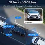 Load image into Gallery viewer, Baseus PrimeTrip VD1 Dash Cam 3K + Rear Camera 1080P Cosmic Black