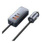 Load image into Gallery viewer, Baseus Share Together PPS Multi-port Fast Charging Car Charger with Extension Cord 120W 2U+2C-Gray