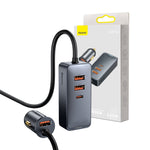 Load image into Gallery viewer, Baseus Share Together PPS Multi-port Fast Charging Car Charger with Extension Cord 120W 3U+1C-Gray