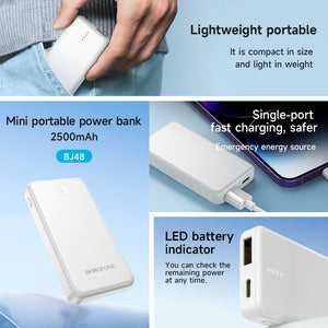 BOROFONE BJ48 Mini Portable 2500 mAh Power Bank - White