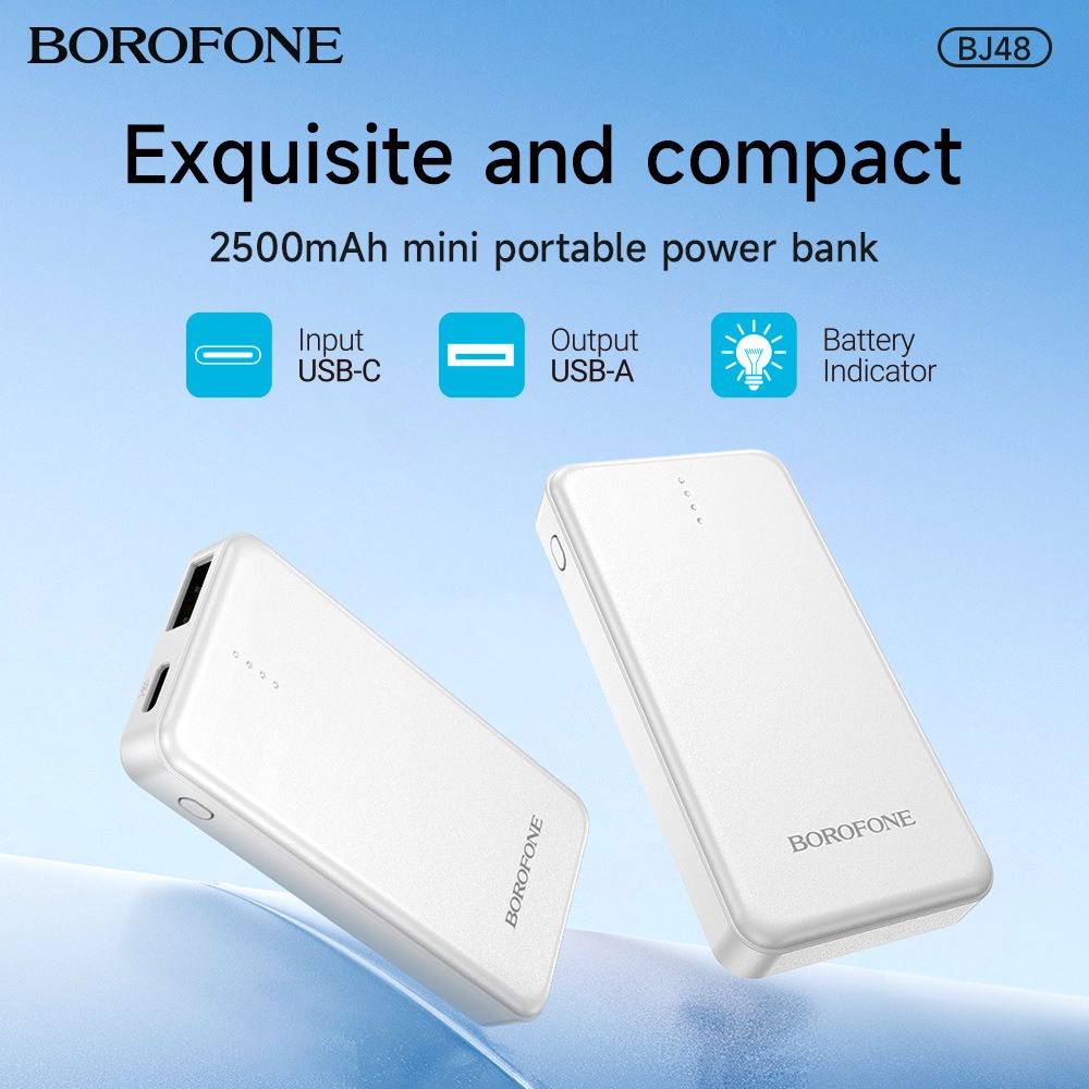 BOROFONE BJ48 Mini Portable 2500 mAh Power Bank - White