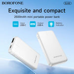 Load image into Gallery viewer, BOROFONE BJ48 Mini Portable 2500 mAh Power Bank - White
