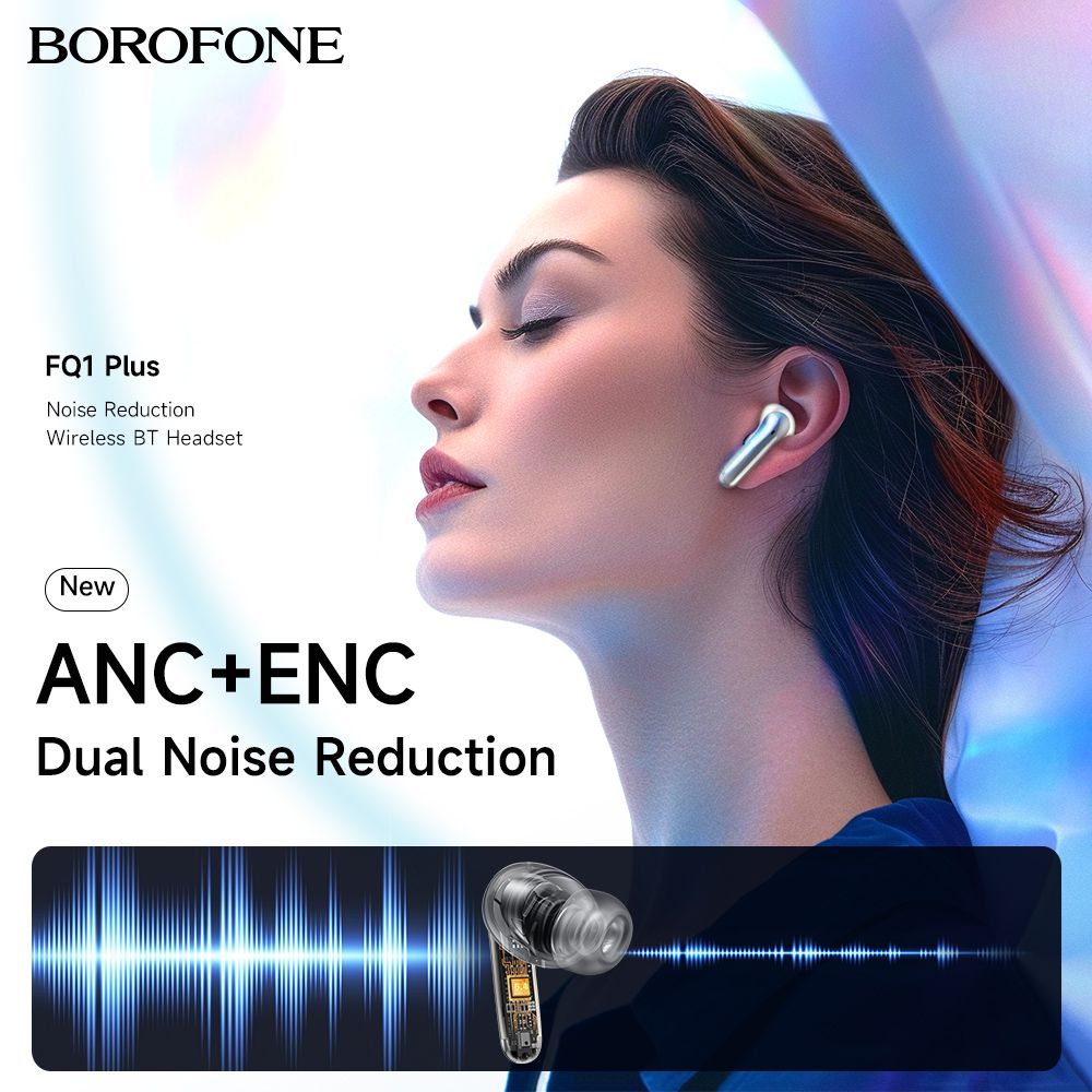 BOROFONE FQ1 Plus ANC Earphone Bluetooth 5.3 Active Noise Cancellation ENC HD Call TWS Earbuds Wireless Headphone Low Latency