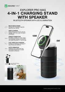 AMAZINGTHING Explorer Pro Mag 4-IN-1 Charging Stand with Speaker