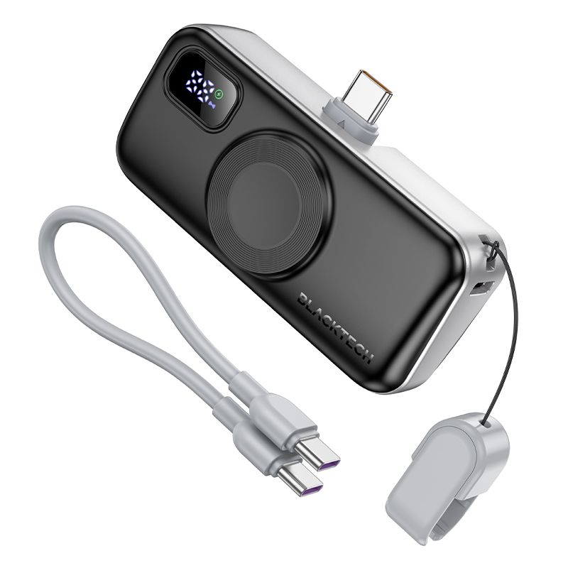 BLACKTECH 5000mAh 22.5W Built In Type C Cable and Wireless Charging for Watches