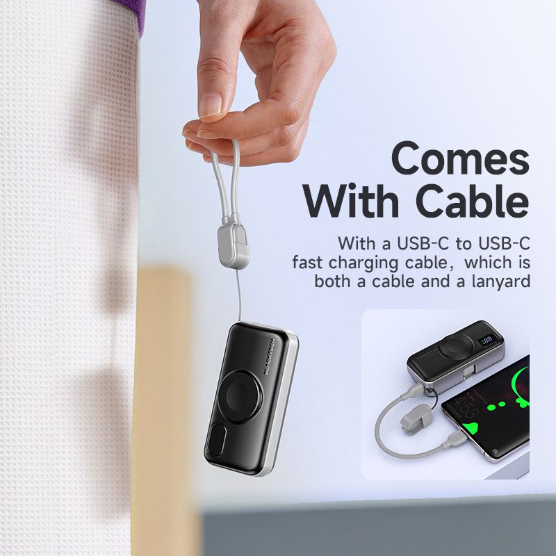 BLACKTECH 5000mAh 22.5W Built In Type C Cable and Wireless Charging for Watches