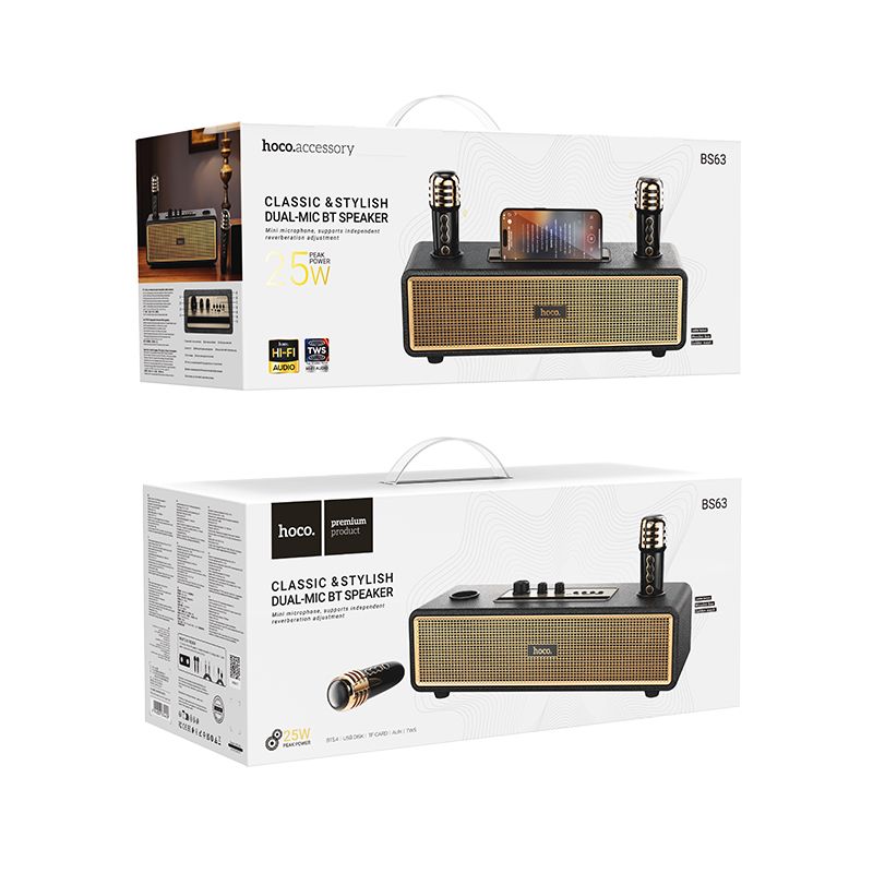 Hoco BS63 Wireless Bluetooth Karaoke Speaker with Dual Microphones – Black