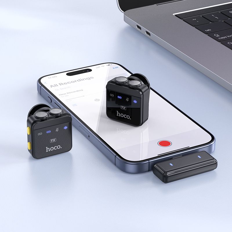 Hoco L17 Magnetic Dual Lavalier Wireless Mic for iPhone & USB-C