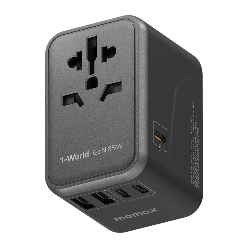 Momax 1-World (65W) GaN PD (5-Port) USB Type-C Charger / AC Plug / Travel Adapter