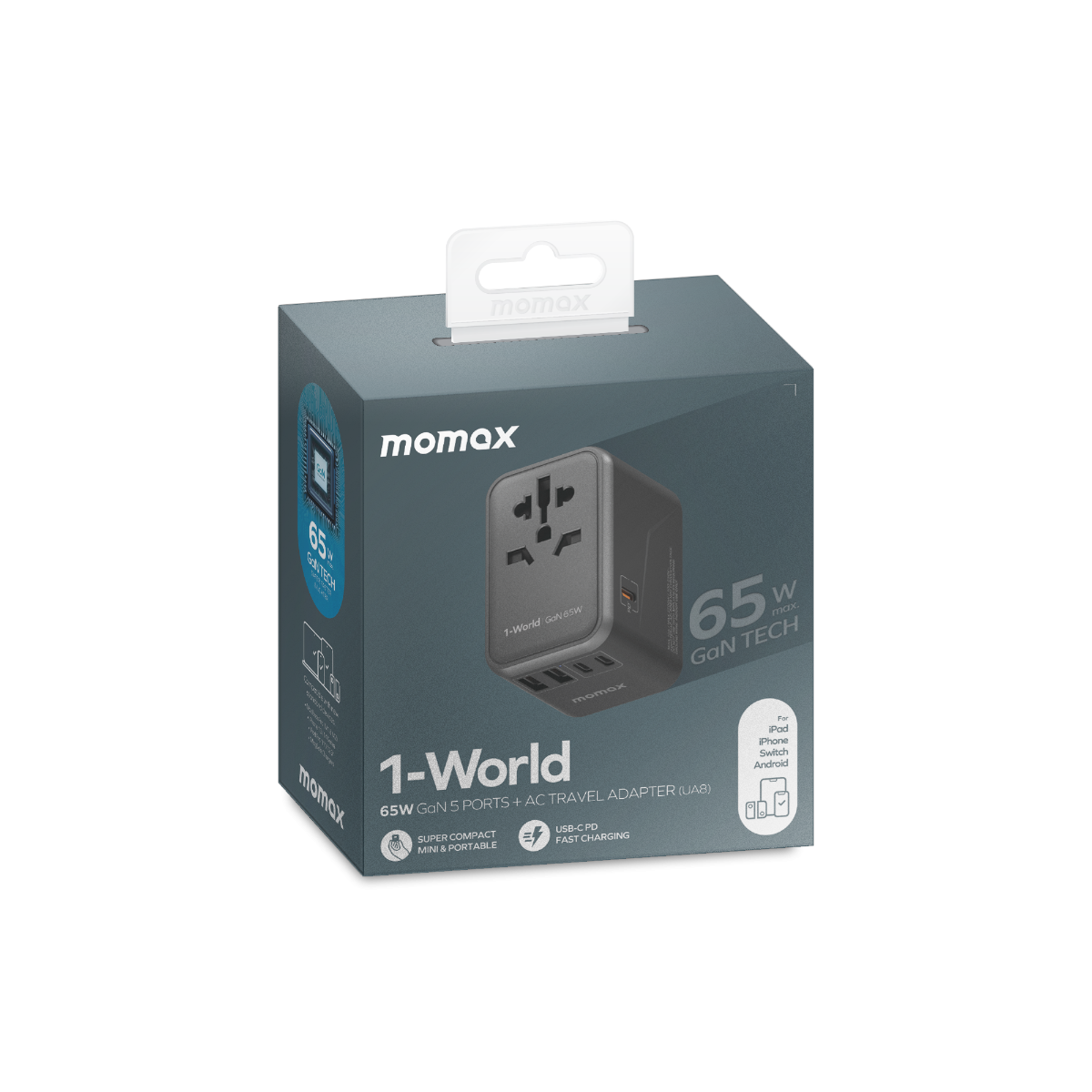 Momax 1-World (65W) GaN PD (5-Port) USB Type-C Charger / AC Plug / Travel Adapter