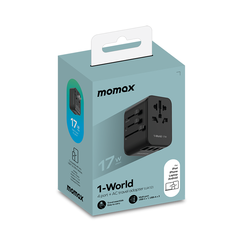 Momax 1-World 17W 3-port AC Travel Adapter