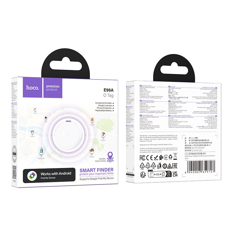 Hoco E96A Anti Lost Device Works with Android Find My Device - White