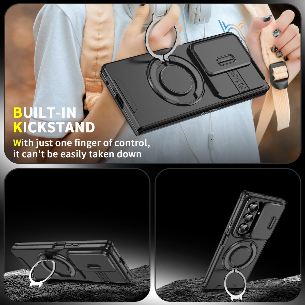 Samsung Galaxy Z Fold 7 BLACKTECH Magnetic TitanRing Armor - Black
