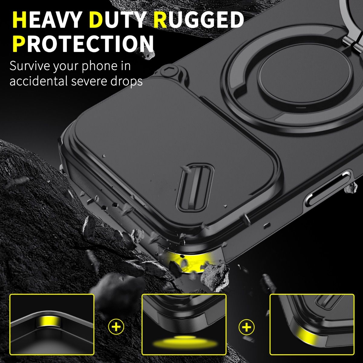 Samsung Galaxy S26 Ultra BLACKTECH Magnetic TitanRing Armor - Black