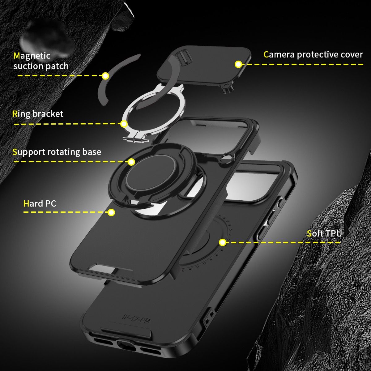 Samsung Galaxy S26 Ultra BLACKTECH Magnetic TitanRing Armor - Black