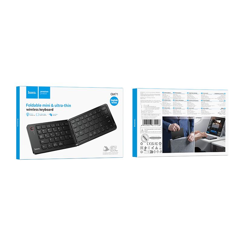Hoco GM71 Proficient Mini Folding Wireless Keyboard - Black