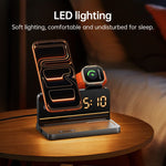 Load image into Gallery viewer, HOCO DWQ03 4-in-1 Wireless Charging Station with Digital Alarm Clock – Fast Qi Charging for Phone, Watch &amp; Earbuds (Black)
