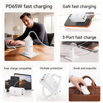 Load image into Gallery viewer, Hoco DNU5 Power GaN PD65W Three-Port(2C1A) Charger(AU) With Smart IC - White
