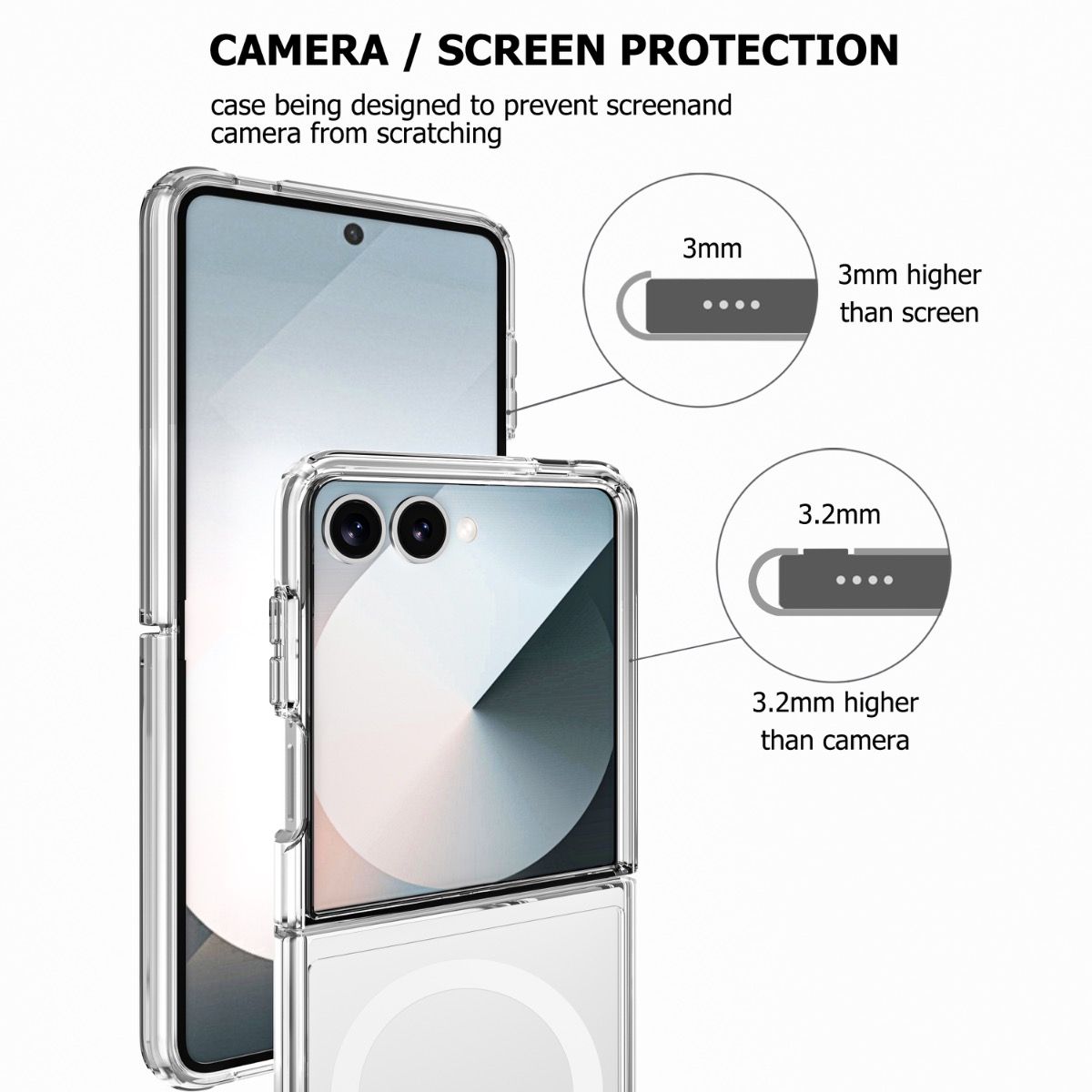Samsung Galaxy Z Flip 8 Clear Transparent Protective Case with Magsafe