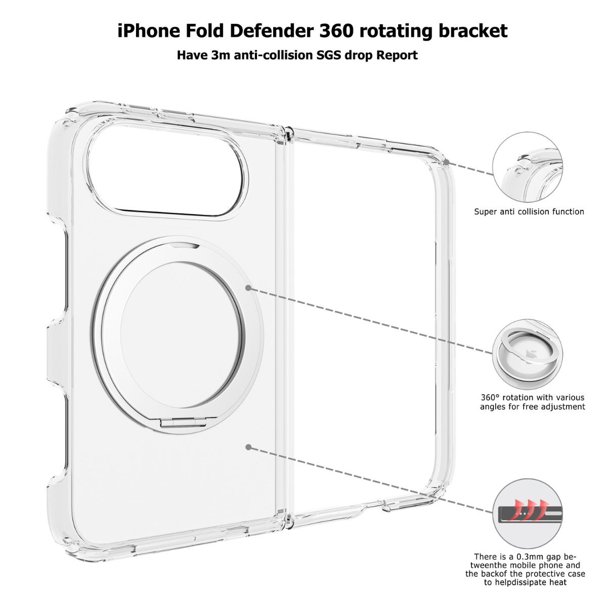 BLACKTECH F3 Stay Clear Ring Case for iPhone Duo – Clear, MagSafe Compatible