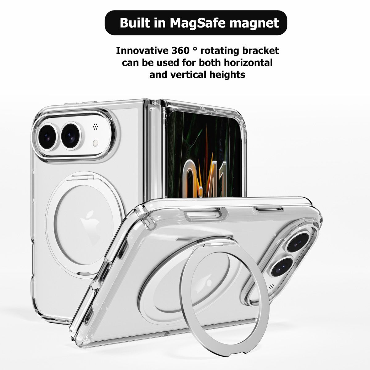 BLACKTECH F3 Stay Clear Ring Case for iPhone Duo – Clear, MagSafe Compatible