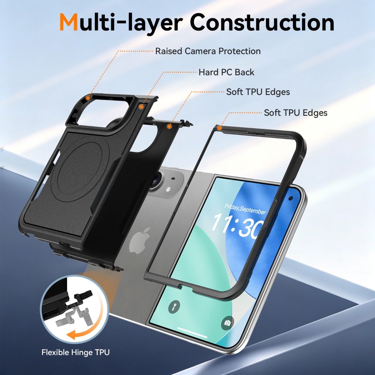 BLACKTECH G3 Commuter Case for iPhone Duo – Black, MagSafe Compatible