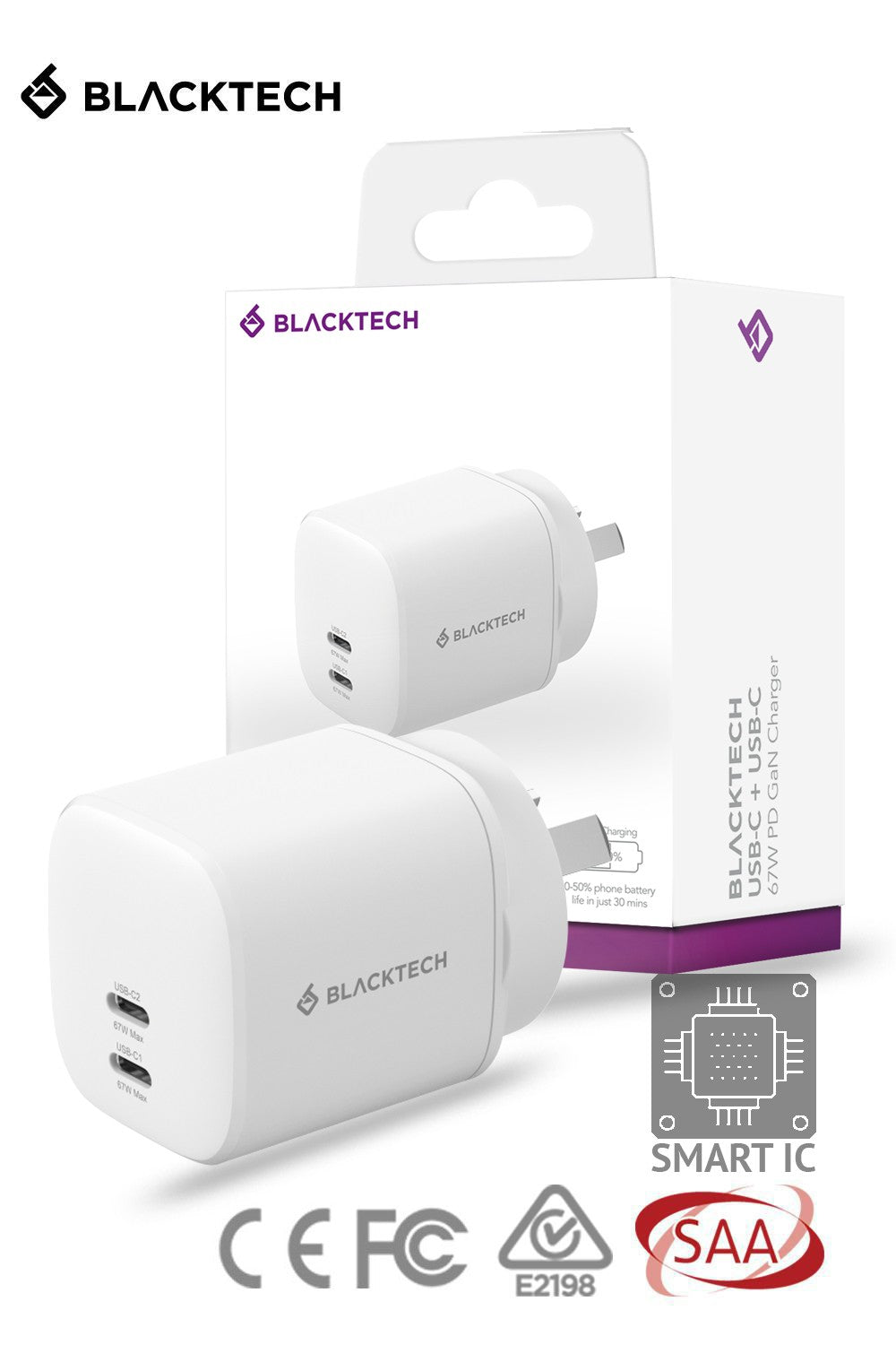 BLACKTECH Fast Charging Charger Power Adapter - SAA APPROVED Product