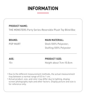 THE MONSTERS Party Series-Reversible Plush