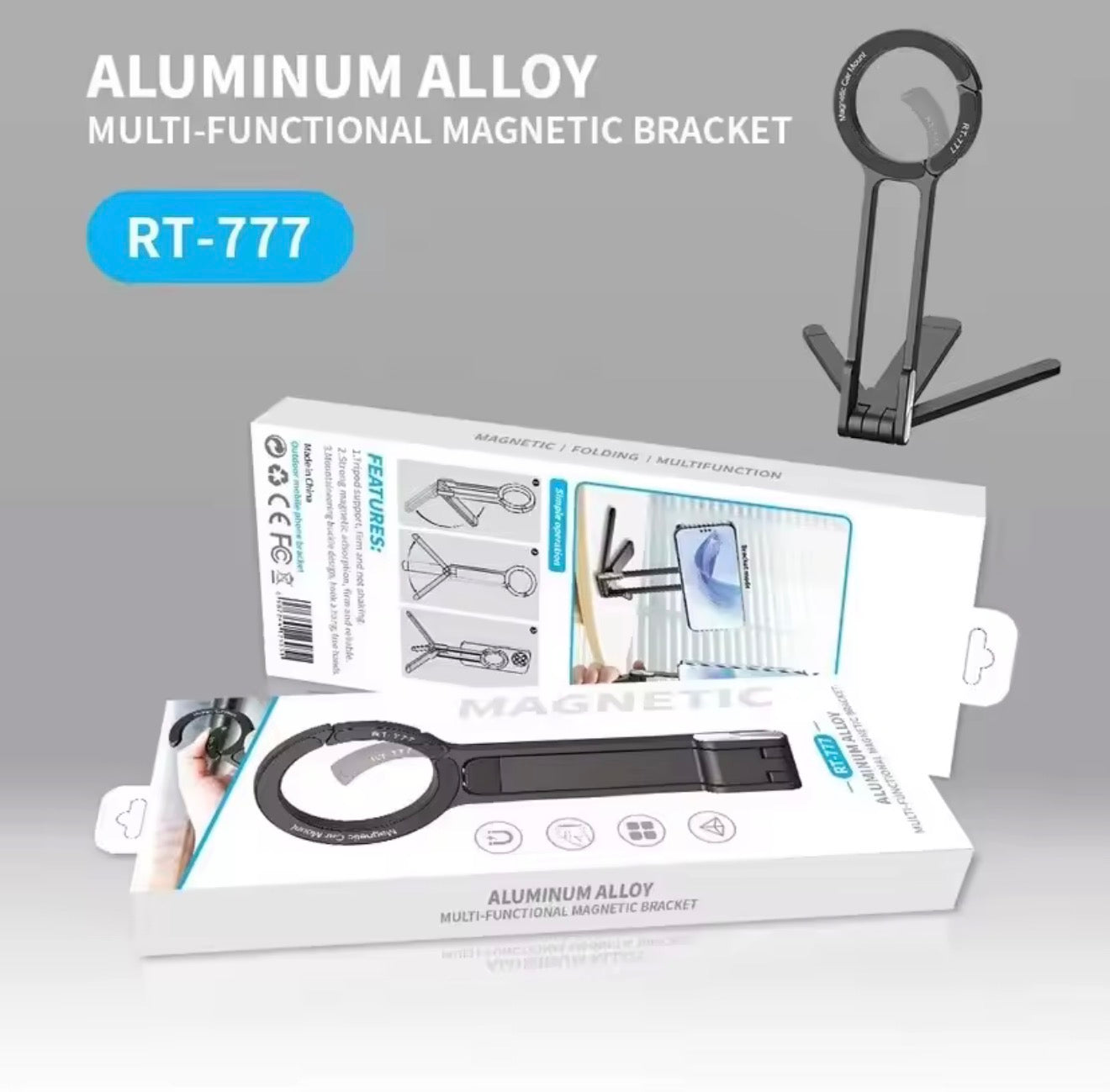 RT-777 Magnetic Phone Tripod Foldable 3-in-1 Stand