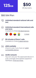 Lebara $50 Prepaid SIM Card 125GB Starter Pack