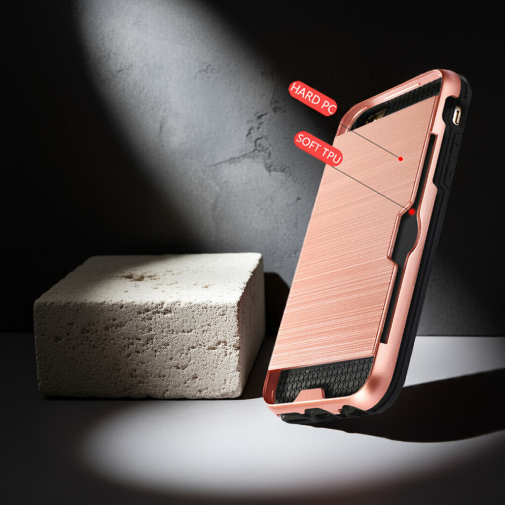 iPhone Tough Shockproof Card Holder Back Case Cover