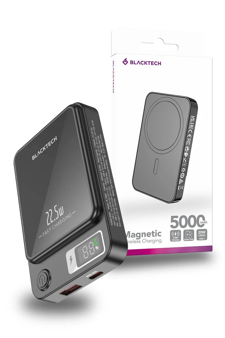 BLACKTECH BL-DB40 5000mAh 15W PD20W Magentic Digital Display Fast Wireless Charging Power Bank