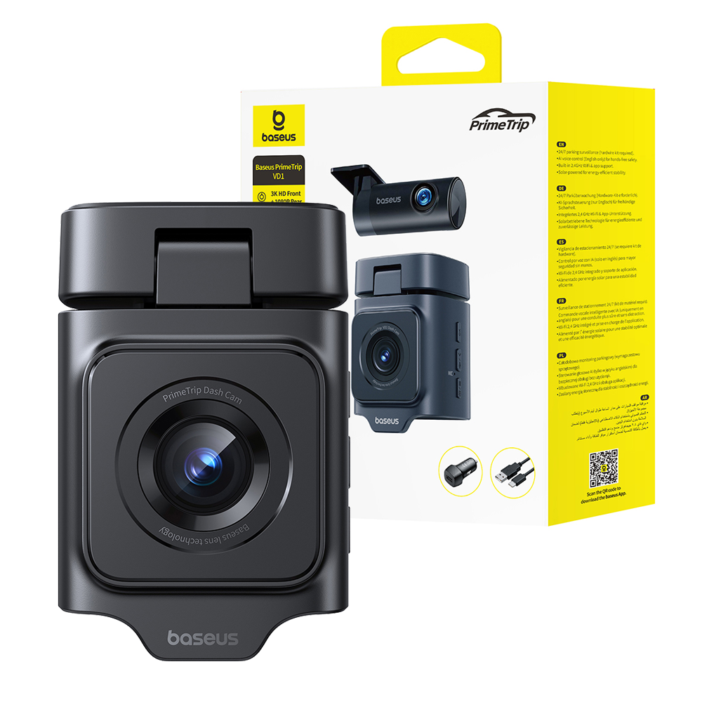 Baseus PrimeTrip VD1 Dash Cam 3K + Rear Camera 1080P Cosmic Black