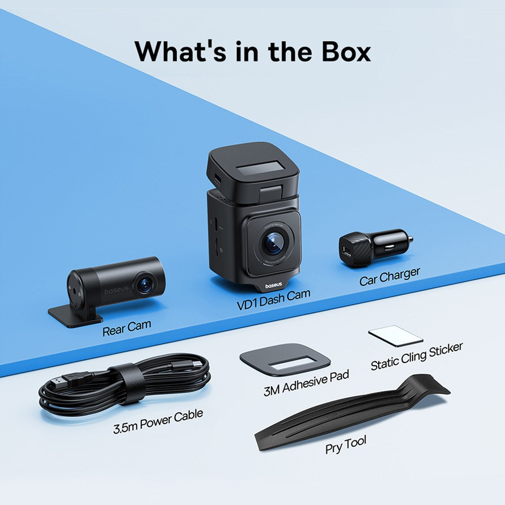 Baseus PrimeTrip VD1 Dash Cam 3K + Rear Camera 1080P Cosmic Black