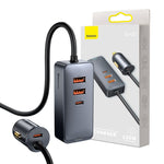 Load image into Gallery viewer, Baseus Share Together PPS Multi-port Fast Charging Car Charger with Extension Cord 120W 2U+2C-Gray
