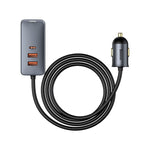 Load image into Gallery viewer, Baseus Share Together PPS Multi-port Fast Charging Car Charger with Extension Cord 120W 3U+1C-Gray
