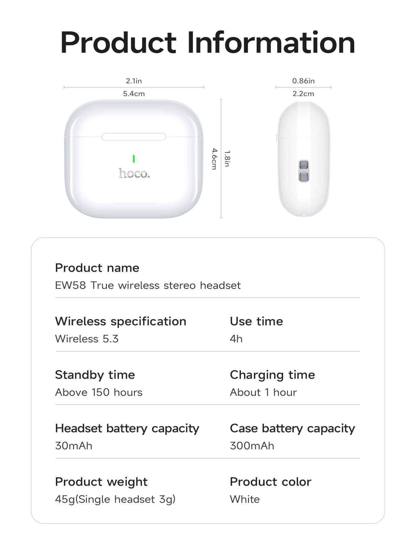 Hoco EW58 Stereo True Wireless Earphones