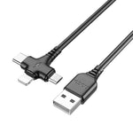 Load image into Gallery viewer, Hoco X77 3in1 USB-A to Lightning USB-C Micro-USB Charging Cable
