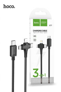 Hoco X77 3in1 USB-C to Lightning USB-C Micro-USB Charging Cable