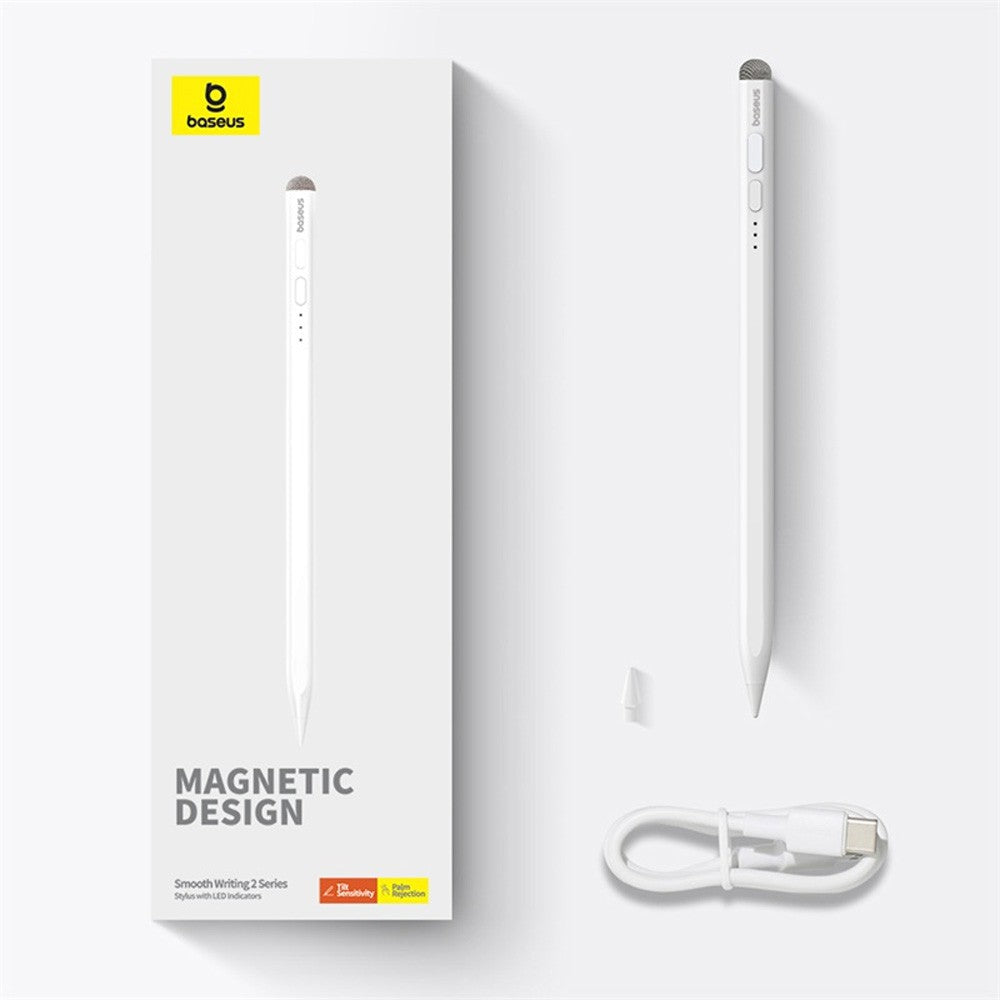 Baseus Smooth Writing 2 Series Stylus with LED Indicators (P80015802213-00) (Active/Passive Version)-Moon White