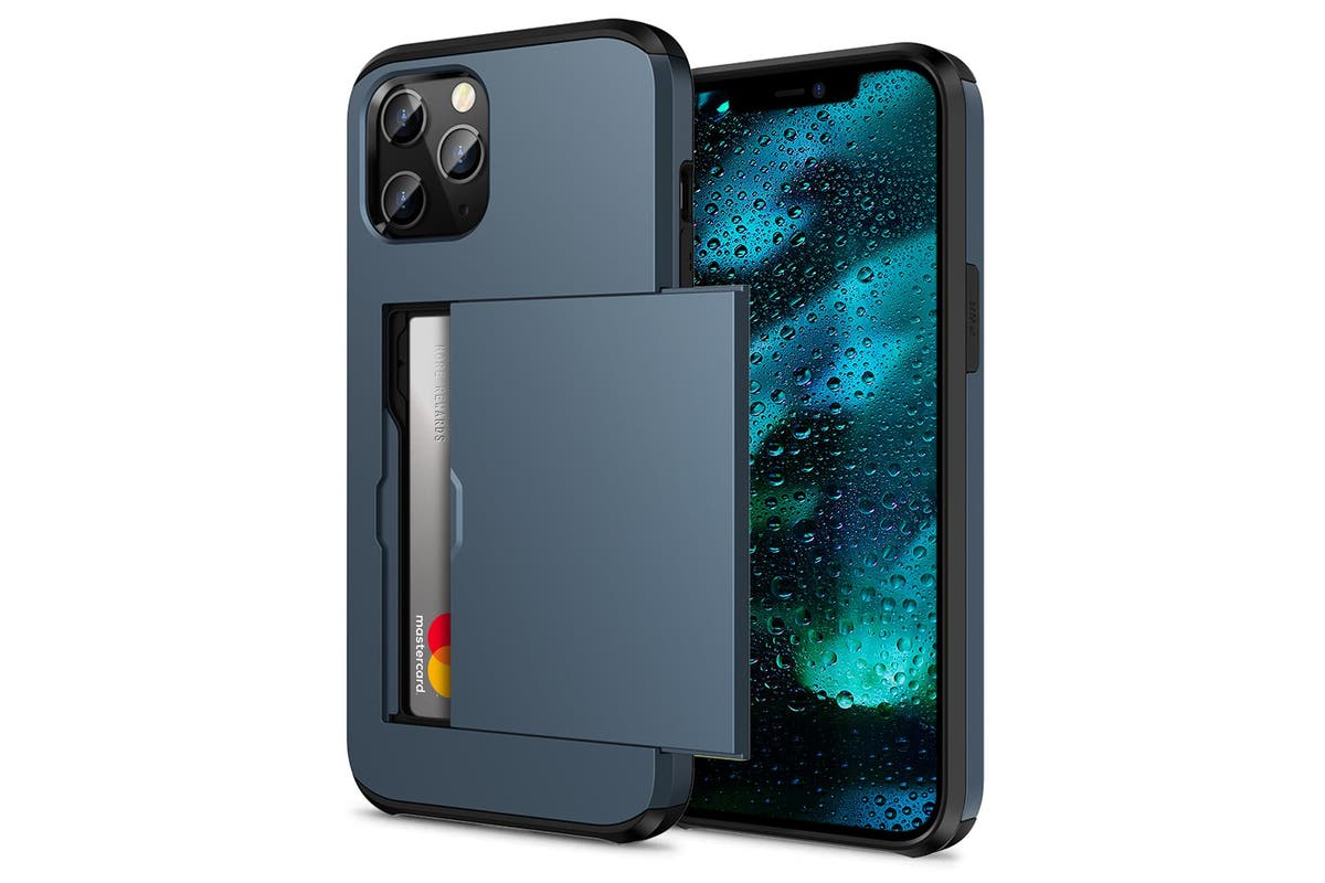 iPhone Slide Armor Wallet Credit Card Holder Protective Cover for Apple