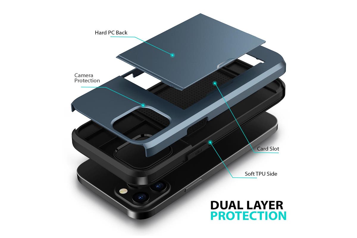 iPhone Slide Armor Wallet Credit Card Holder Protective Cover for Apple