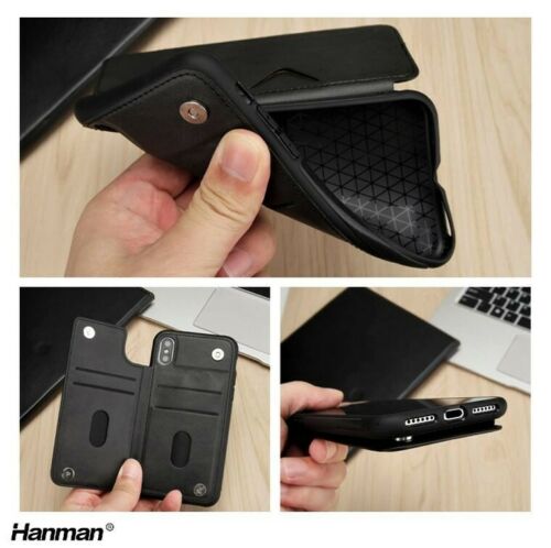 iPhone 16E/17E Shockproof Luxury Leather Multi Card Slot Holder Hanman Back Case