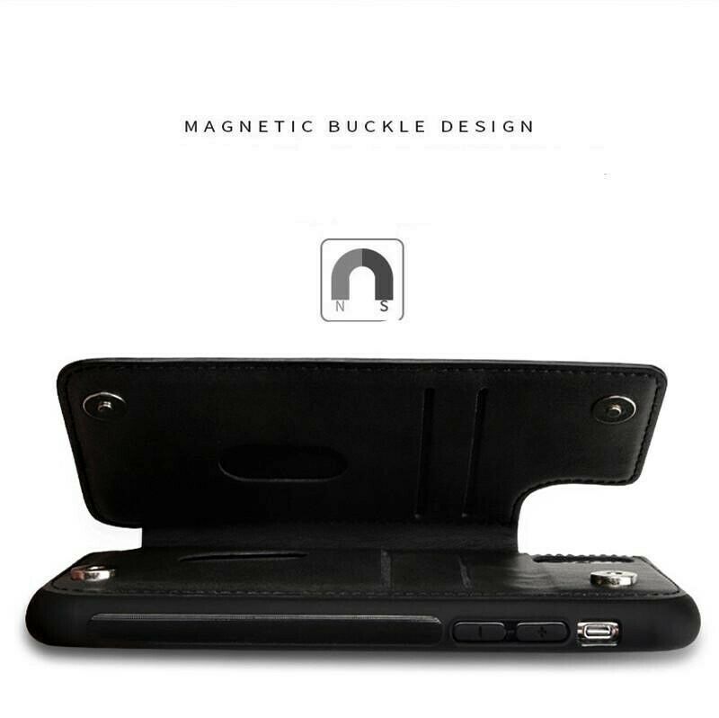 iPhone 16E/17E Shockproof Luxury Leather Multi Card Slot Holder Hanman Back Case