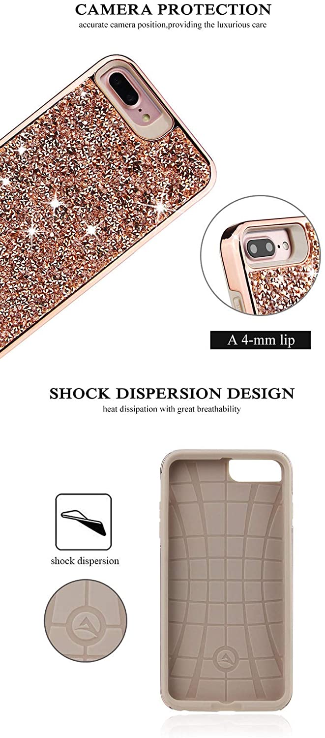 iPhone Dual Layer TPU PC Hybrid Rhinestones Glitter Bling Diamond Phone Case