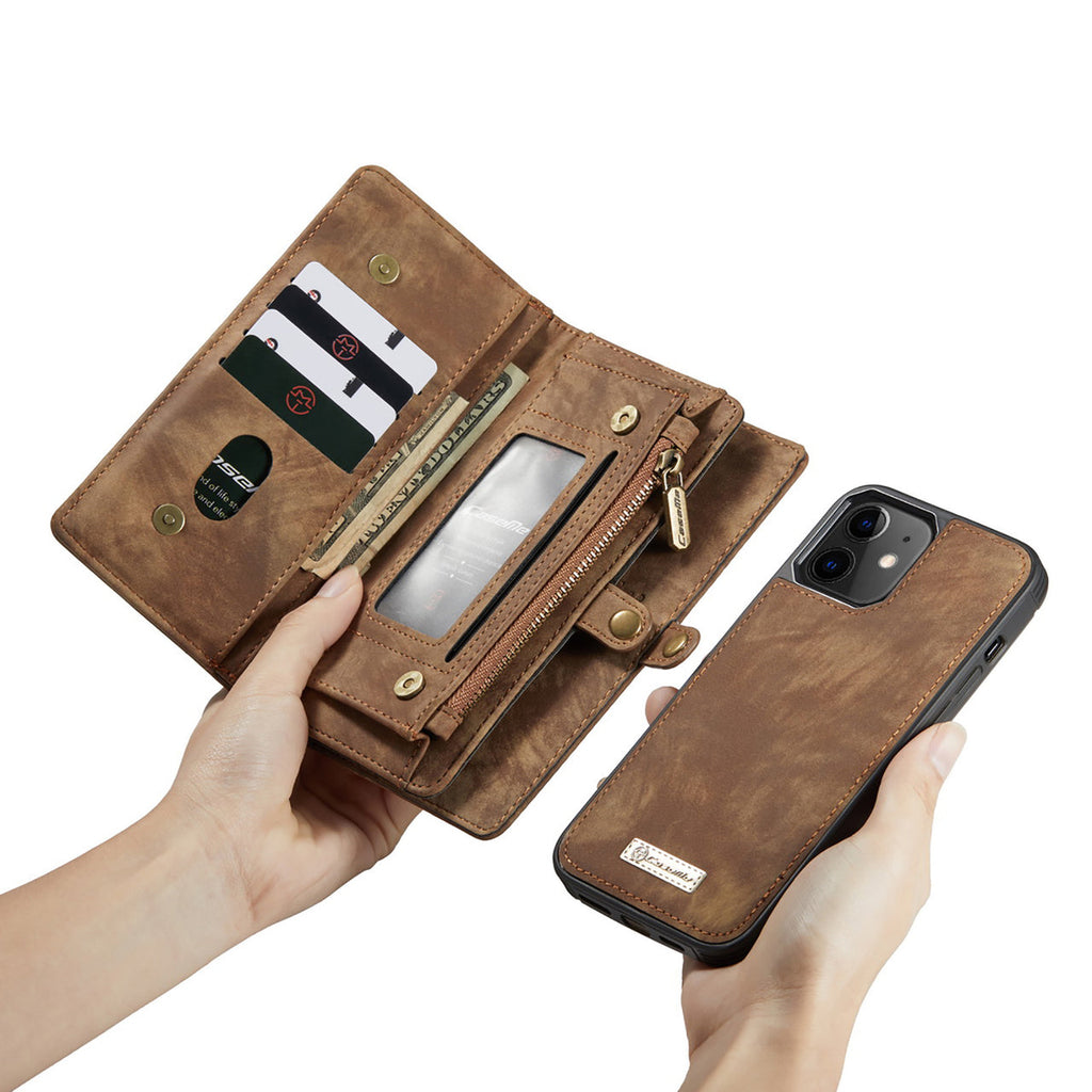 iPhone 16 Pro Max CaseMe Detachable Case Leather Zip Wallet Cover