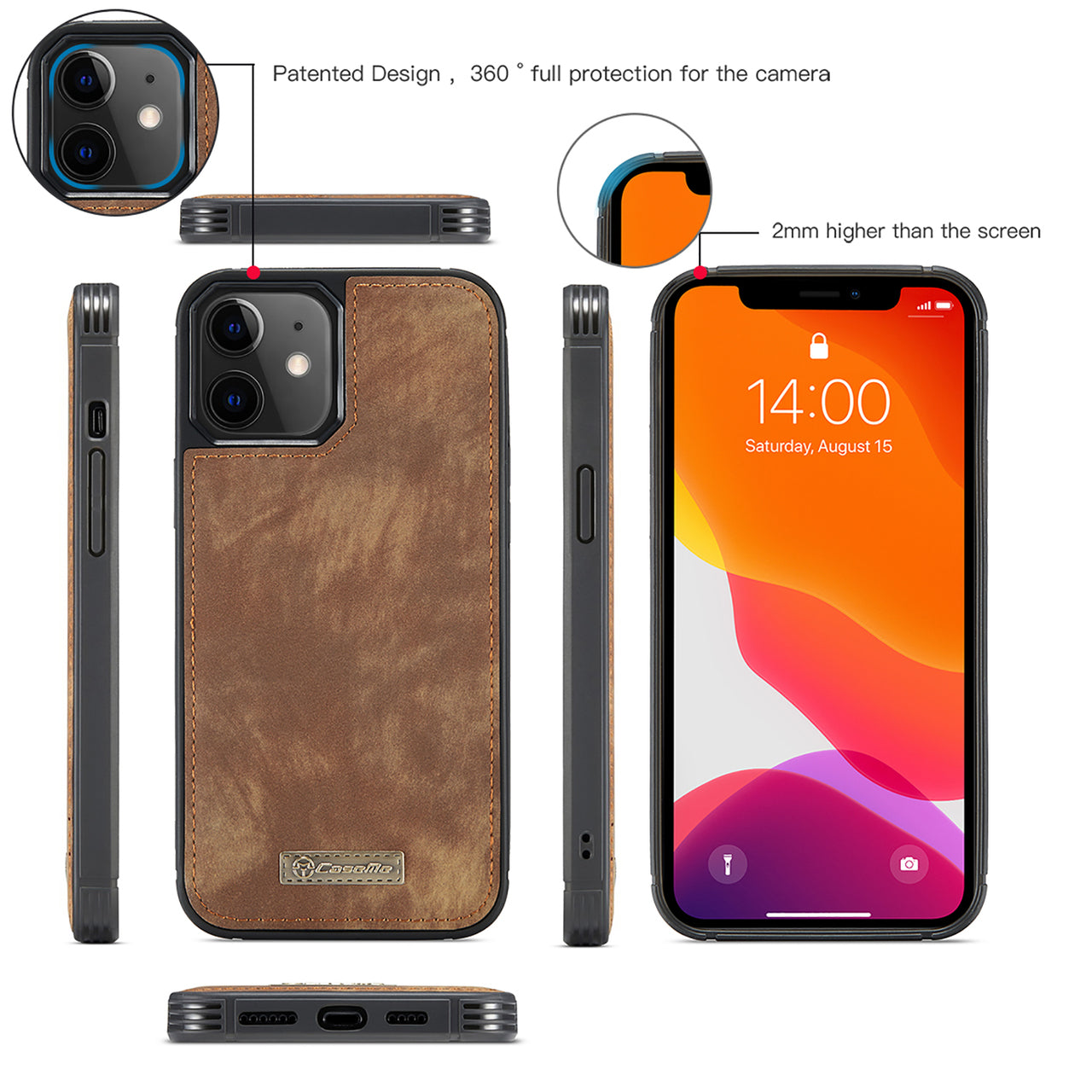 iPhone 16 Pro Max CaseMe Detachable Case Leather Zip Wallet Cover