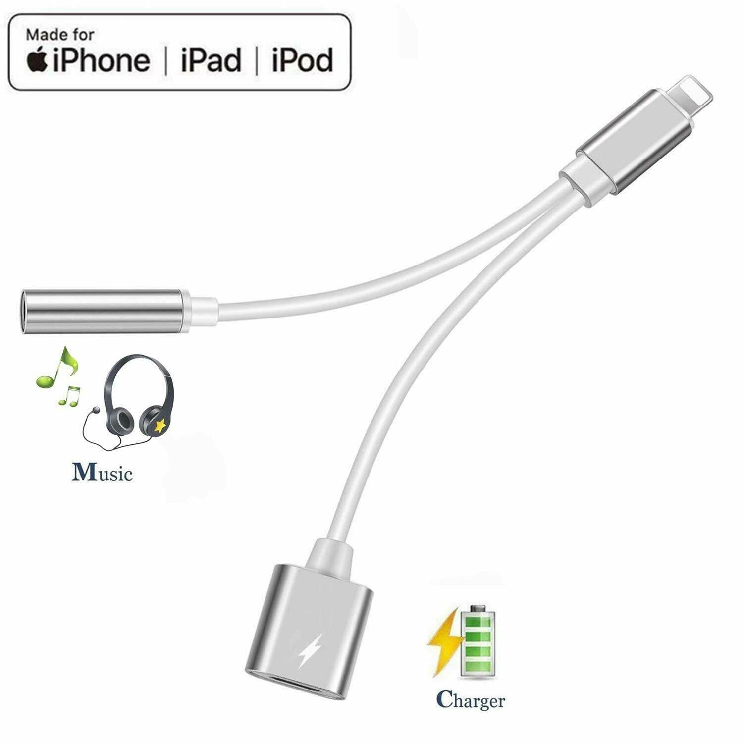 Lightning to 3.5mm Headphones Jack Adapter with Charging ??For Music Only