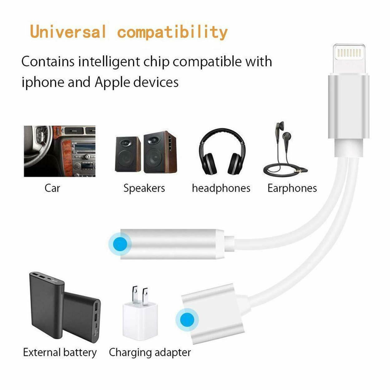 Lightning to 3.5mm Headphones Jack Adapter with Charging ??For Music Only